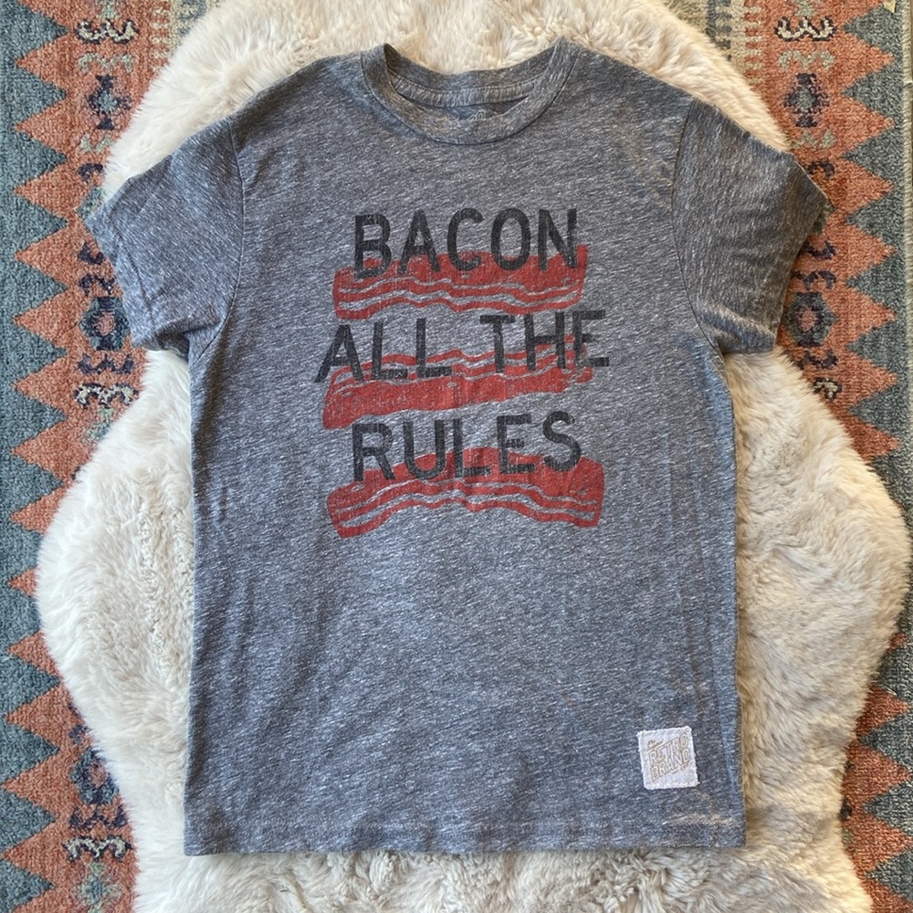 Original Retro Brand Tee Bacon All The Rules boys youth grey graphic large